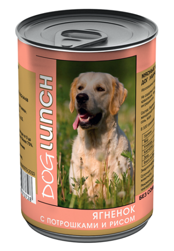 Dog Lunch для собак ягненок с потрошками и рисом в желе 410г
