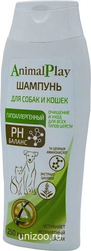 Animal Play Гипоаллергенный шампунь с аминокислотами и экстрактом шалфея для собак и кошек