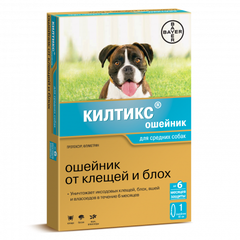 Bayer Килтикс ошейник от клещей и блох для собак средних пород