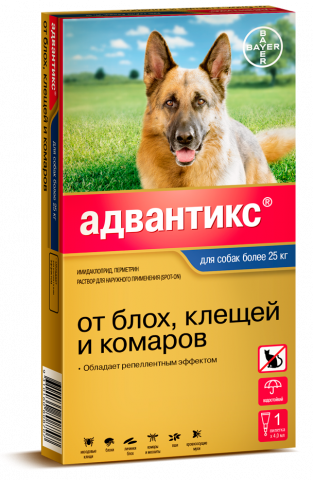 Bayer Адвантикс капли от блох, клещей и комаров для собак более 25кг