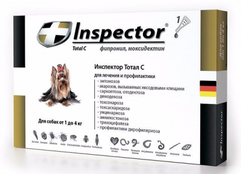 Inspector инсектоакарицидные капли от всех паразитов для собак до 4кг