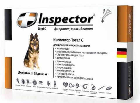 Inspector инсектоакарицидные капли от всех паразитов для собак 25-40кг