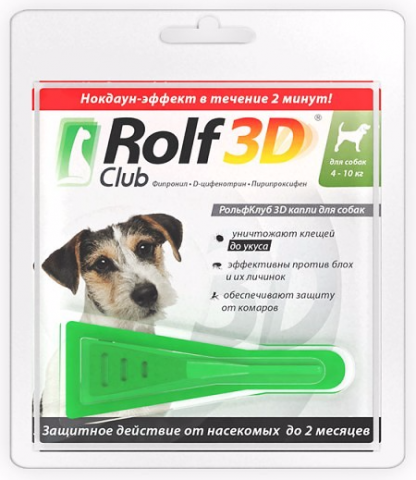 Rolf Club 3D Капли от блох и клещей для собак 4-10кг