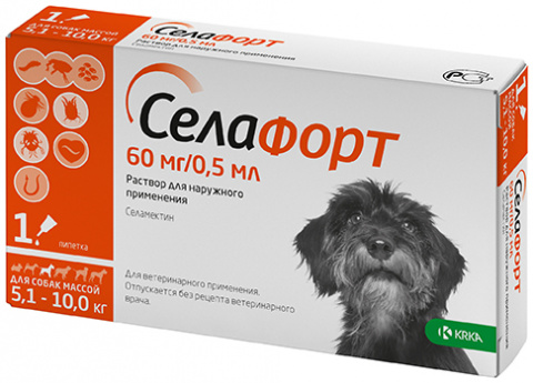 Селафорт 60 мг 5,1-10 кг капли для собак инсектоакарицидные