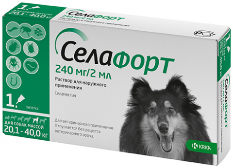 Селафорт 240 мг 20,1-40 кг капли для собак инсектоакарицидные