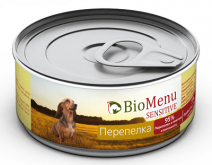 Bio Menu sensitive для собак перепелка 95%-мясо 100г