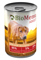 Bio Menu adult для собак Мясное Ассорти 95%-мясо 410г