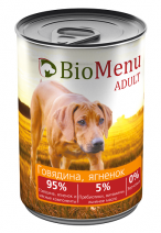 Bio Menu adult для собак говядина/ягненок 95%-мясо 410г