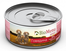 Bio Menu adult для собак говядина 95%-мясо 100г