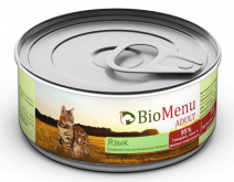 Bio Menu adult для кошек мясной паштет с языком  95%-мясо 100г