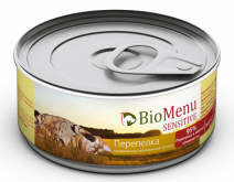 Bio Menu sensitive для кошек мясной паштет с перепелкой  95%-мясо 100г
